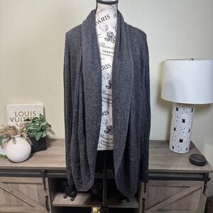 Barefoot Dreams Cozychic Lite Circle Cardigan Heathered Gray Sz L/XL Casual